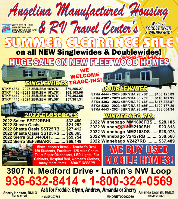 Angelina Manufactured Housing & Rv Travel Center Ad