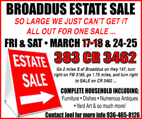 Broaddus Estate Sale Ad
