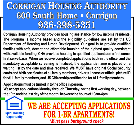 Corrigan Housing Authority Ad