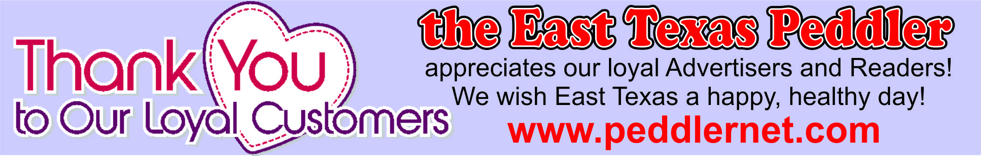 The East Texas Peddler Thank You Banner