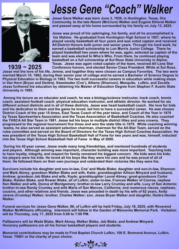 Jesse Walker Obituary Ad