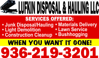 Lufkin Disposal & Hauling Ad