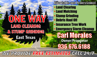 One Way Land Clearing & Stump Grinding Ad