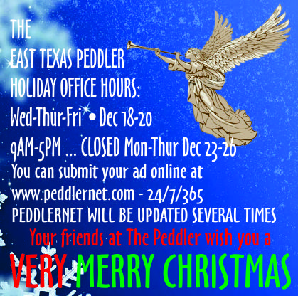 The East Texas Peddler Christmas Hours Ad